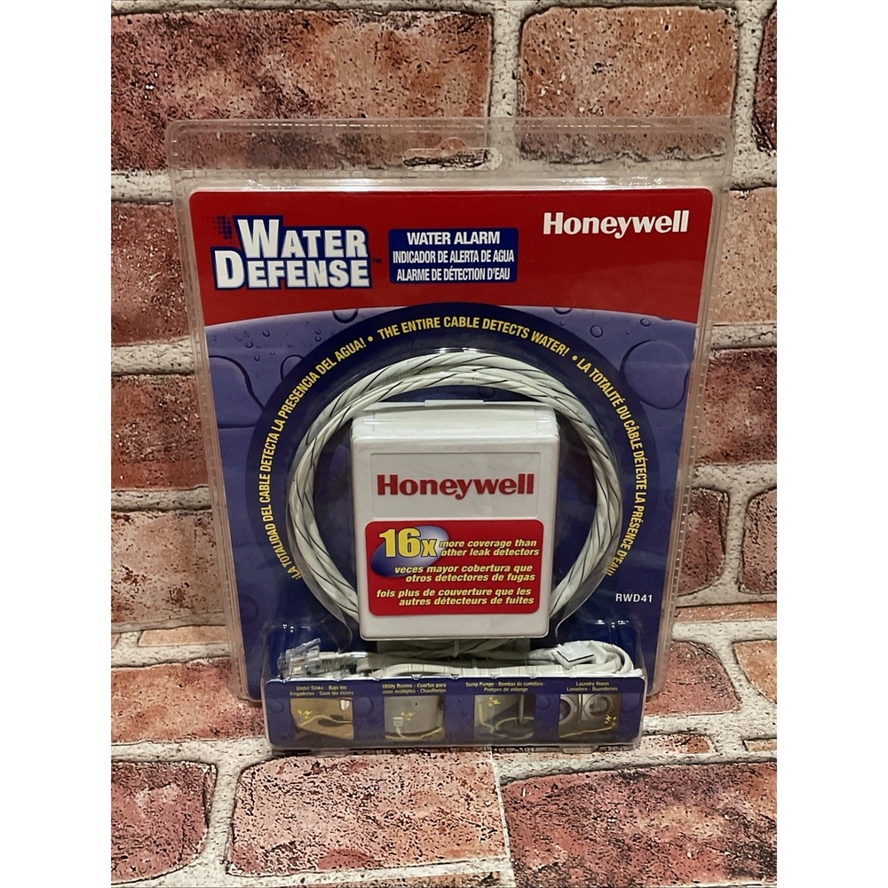NIB Honeywell Water Leak Flood Defense Alarm Detector RWD41 Sink‎ Laundry Heater